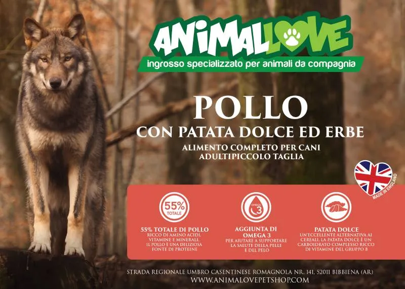 Animalove Grain Free Pollo e Patata Dolce - Monoproteiche Adulti cani piccoli - 6 kg