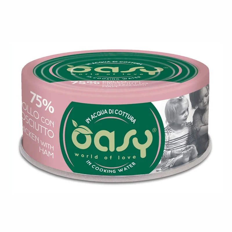 Oasy More Love Pollo con Prosciutto - Lattina Umida Gatti - 70 g