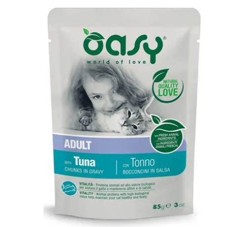 Oasy Bocconcini Adult Tonno - Busta Umida Gusto Pesce per Gatti - 85g