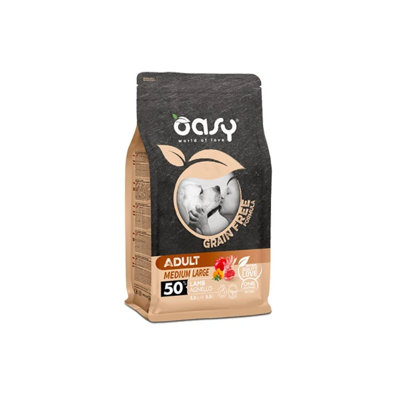 Oasy Grain Free Adult Medium/Large Agnello - Senza Cereali - 2,5 kg