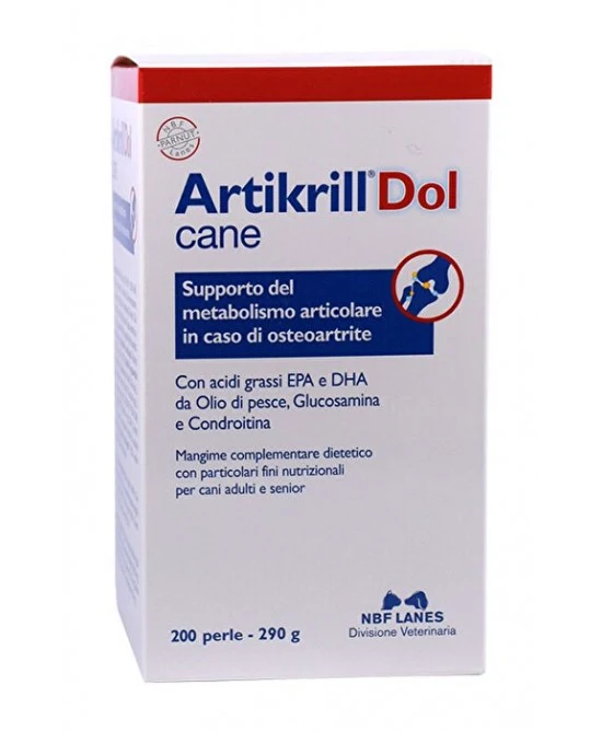 NBF Lanes Artikrill Dol Cane - Integratore per Osteoartrite Cani - 200 Perle