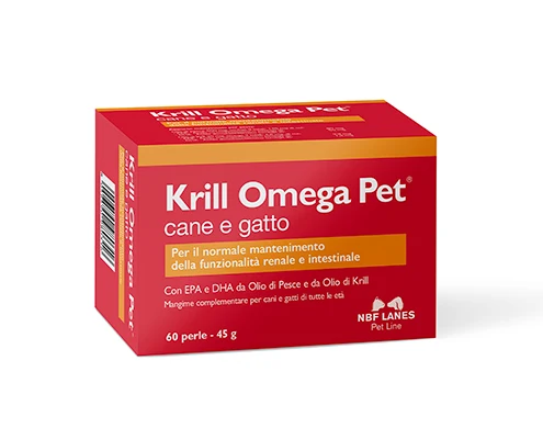 NBF Lanes Krill Omega Pet - Integratore Acidi Grassi per Cani e Gatti - 60 Perle
