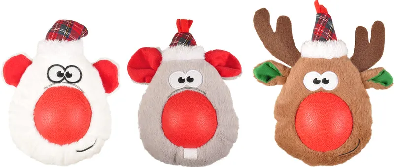 FLAMINGO XMAS CANE GIOCO IN PELUCHE "DREW" ANIMALI CON NASO IN GOMMA 21 CM (soggetti assortiti)