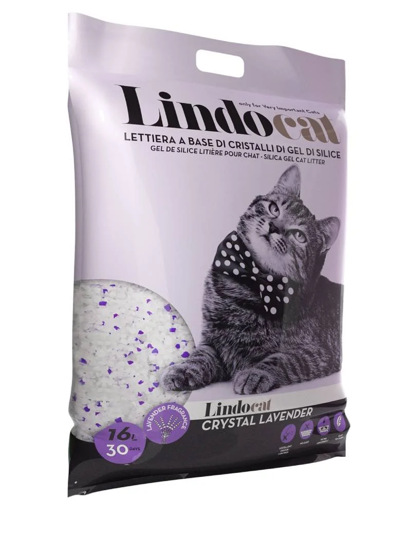 Lindocat Crystal Lavender - Lettiera ai Silicati Maxi Formato Lavanda - 16 Lt