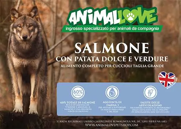 Animalove Grain Free Salmone e Patata Dolce - Cuccioli Grandi - 2 kg