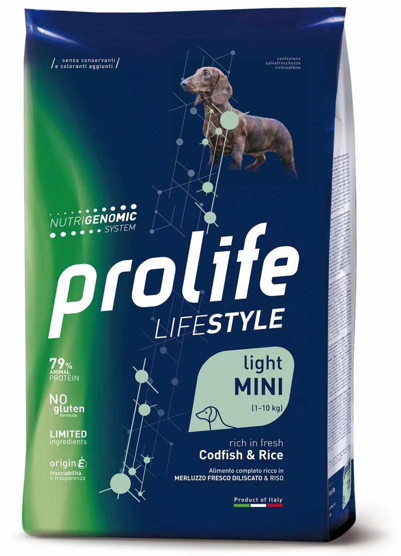 Prolife Cane Lifestyle Light Adulto Mini Merluzzo & Riso 2 kg