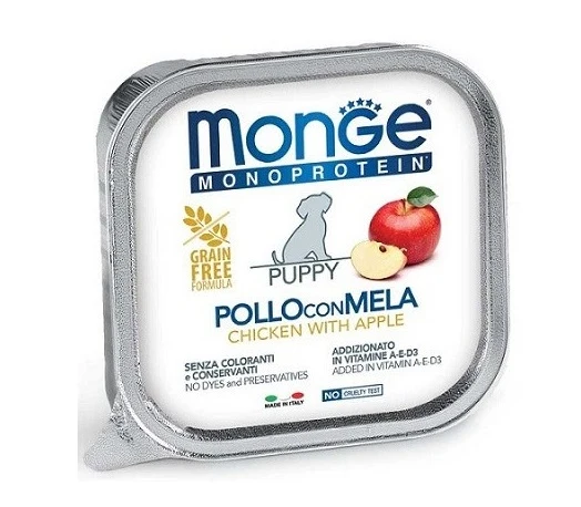 MONGE CANE MONOPROTEIN VASCHETTA JUNIOR POLLO & MELA 150 GR