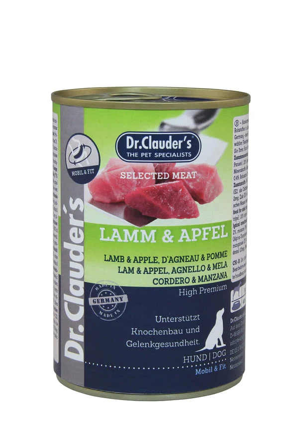 Dr. Clauder's Selected Meat Agnello e Mela - Cibo Umido Fruttato per Cani - 800g