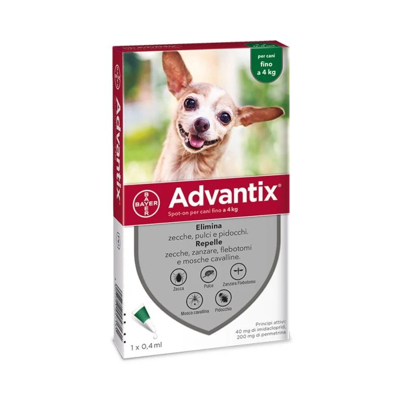 Advantix Spot On - Protezione per Cani Mini - Peso fino a 4 kg - 4 Fiale