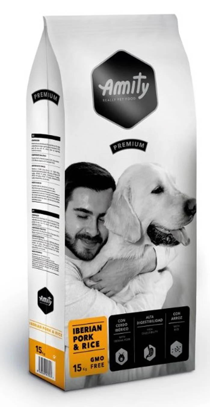 Amity Premium Maiale e Riso - Crocchette per Cani Adulti Gustose - 15 kg