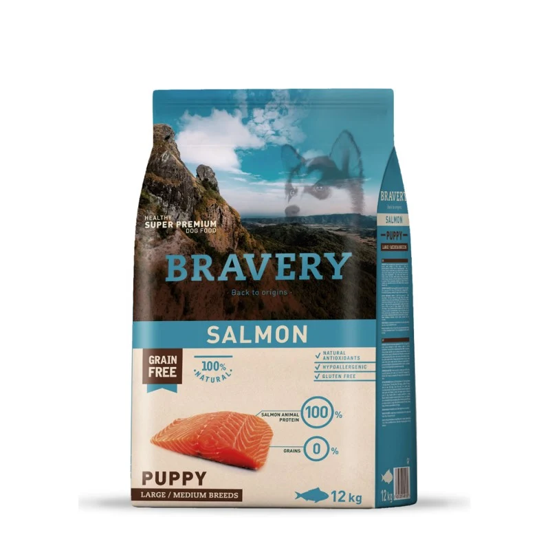 Bravery Puppy Medium/Large Salmone - Crocchette Grain Free per Cuccioli - 12 kg