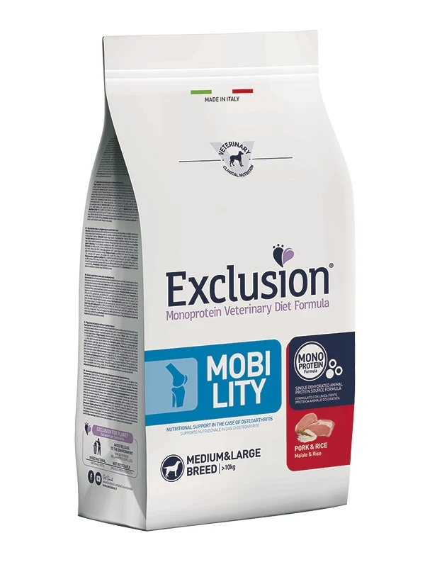 EXCLUSION CANE DIET MOBILITY ADULTO MEDIUM&LARGE MAIALE & RISO 2 KG