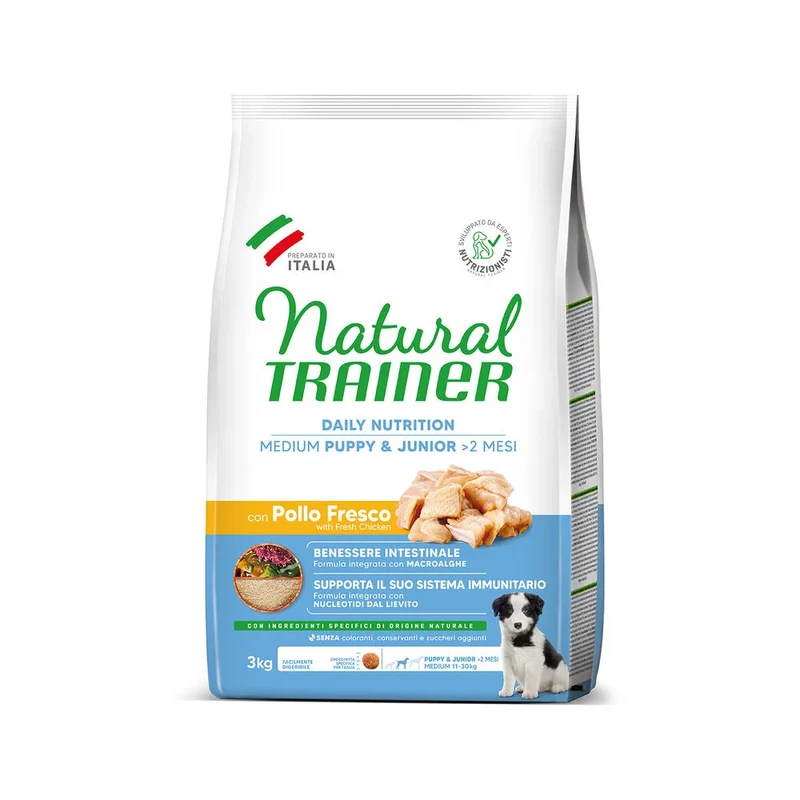 Trainer Natural Medium Puppy & Junior Pollo Fresco - Crocchette Cuccioli - 3 kg