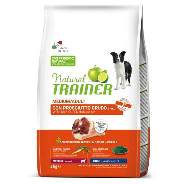 Trainer Natural Medium Adult Prosciutto Crudo e Riso 12 kg