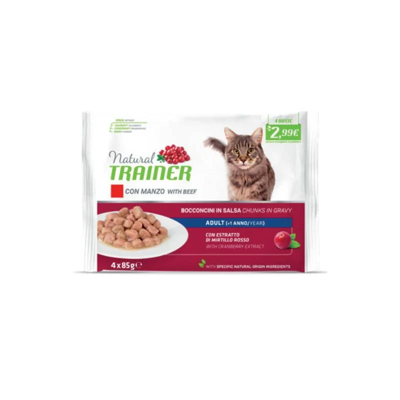 Trainer Natural Gatto Adult Manzo - Multipack Umido Gustoso - 4x85g