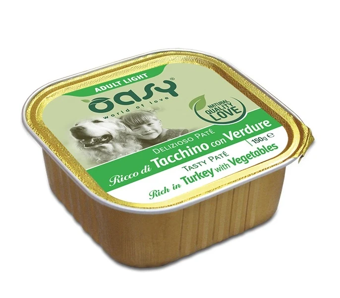 OASY CANE DELIZIOSO PATE' ADULTO LIGHT TACCHINO & VERDURE 150 GR