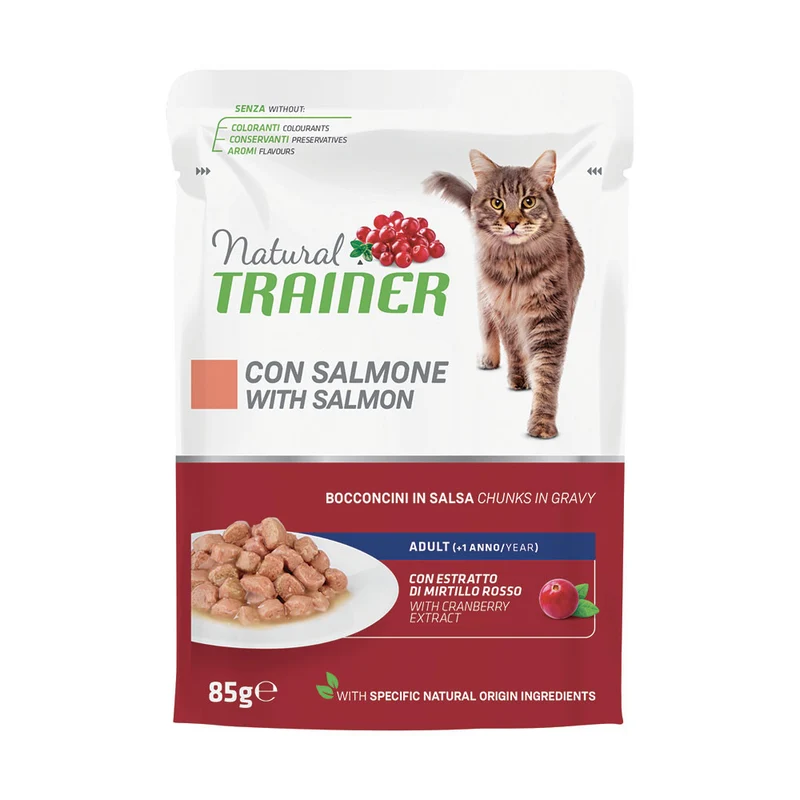 Trainer Natural Gatto Adult Salmone - Busta Umida Ricca di Omega-3 - 85g