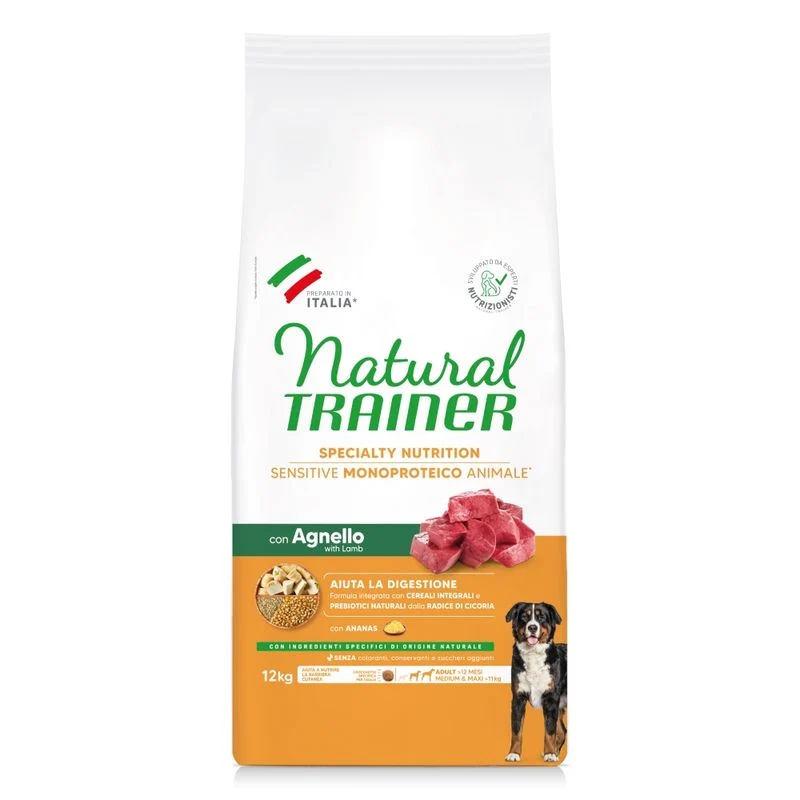 Trainer Natural Sensitive No Gluten Adult Medium/Maxi Agnello - 12 kg