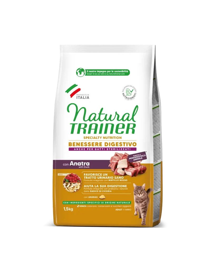 Trainer Natural Gatto Sensitive Anatra - Crocchette per Gatti Sensibili - 1,5 kg