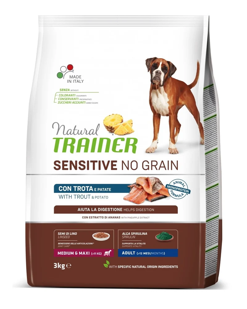 Trainer Cane Natural Sensitive No Grain Adulto Medium & Maxi Trota 3 kg