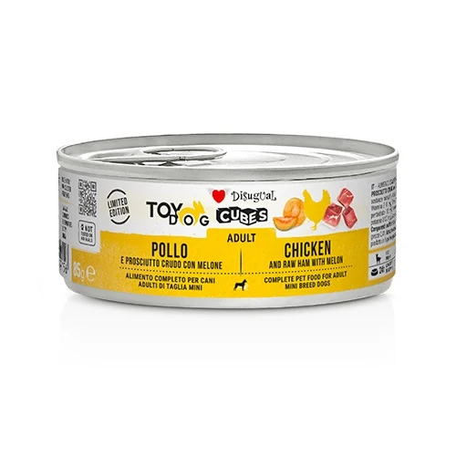 Disugual Cane Toydog Cubes Adulto Pollo, Prosciutto Crudo & Melone Lattina 85 g