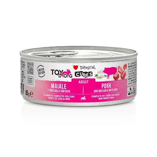 Disugual Cane Toydog Cubes Adulto Maiale, Bresaola & Riso Lattina 85 g