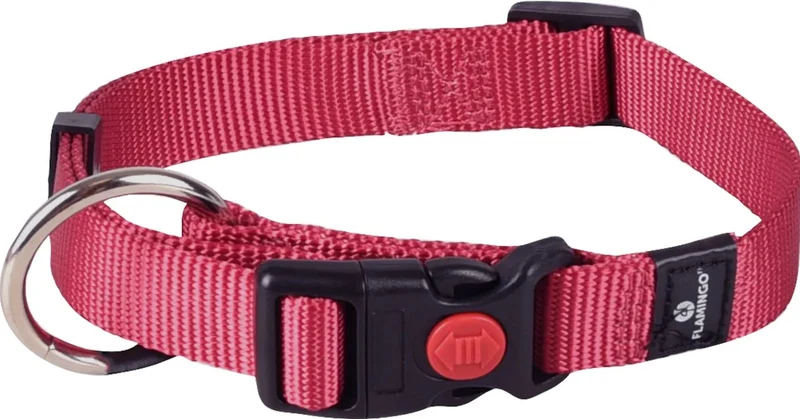 FLAMINGO CANE COLLARE IN NYLON "ZIGGI" 10 MM x 20-35 CM ROSSO CILIEGIA