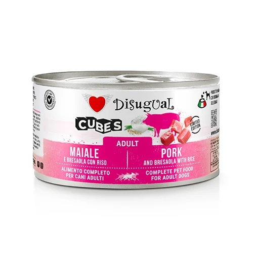 Disugual Cane Cubes Adulto Maiale, Bresaola & Riso Lattina 150 g