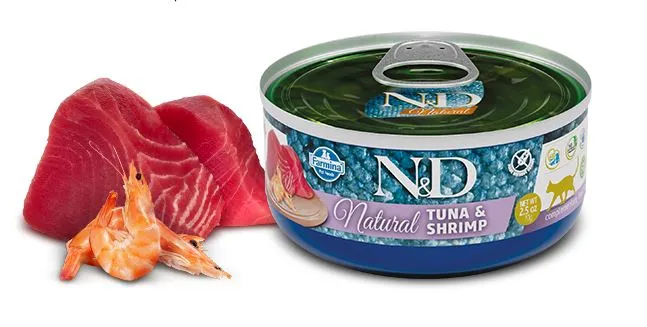 Farmina Gatto N & D Natural Tonno & Gamberetti Lattina 70 g