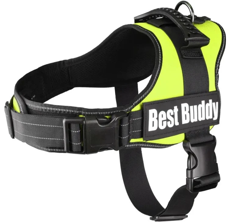 FLAMINGO CANE PETTORINA IN NYLON CON IMBOTTITURA "BEST BUDDY PLUTO" 60-80 CM x 38 MM NEON VERDE
