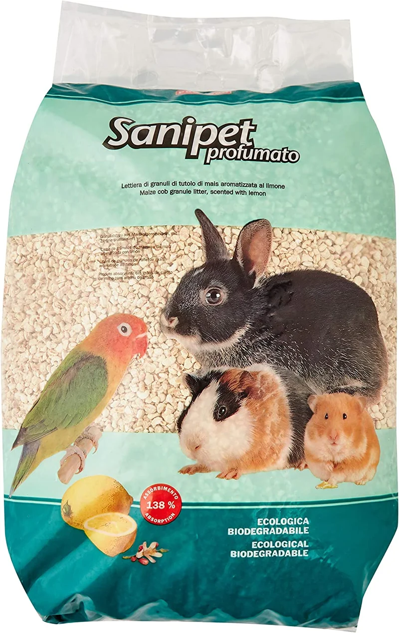 PADOVAN LETTIERA DI GRANULI DI TUTOLO PER GABBIE SANIPET PROFUMATO 10 KG