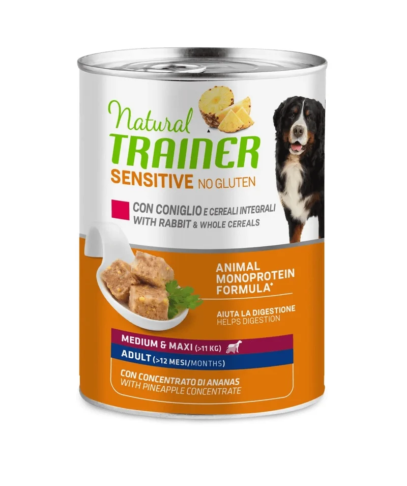 Trainer Cane Natural Sensitive Adulto Medium & Maxi Coniglio & Cereali Integrali 400 g