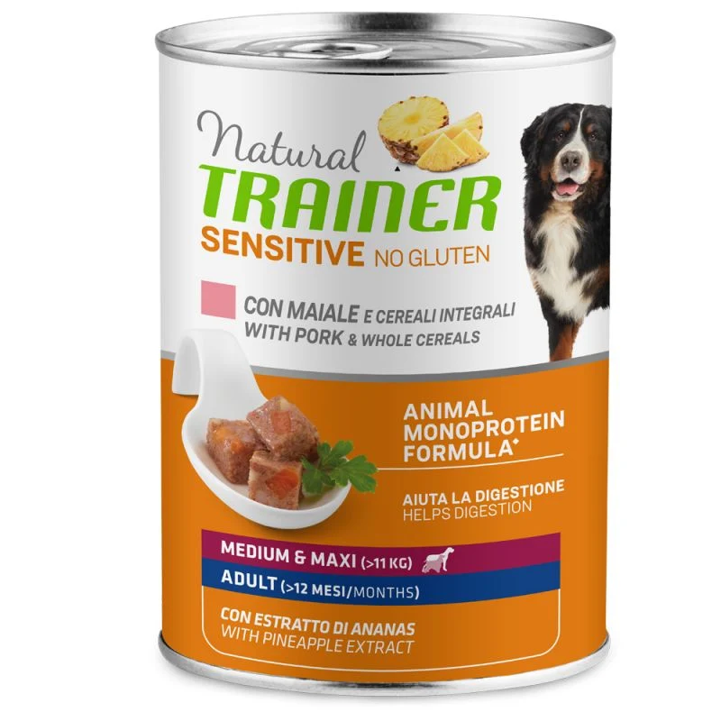 Trainer Cane Natural Sensitive Adulto Medium & Maxi Maiale & Cereali 400 g