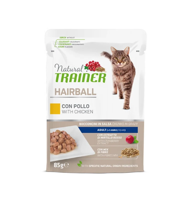 Trainer Gatto Natural Hairball Pollo 85 g