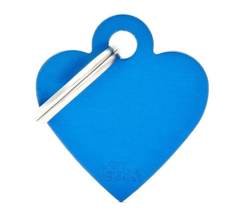 MY FAMILY MEDAGLIETTA SMALL HEART ALUMINUM BLUE