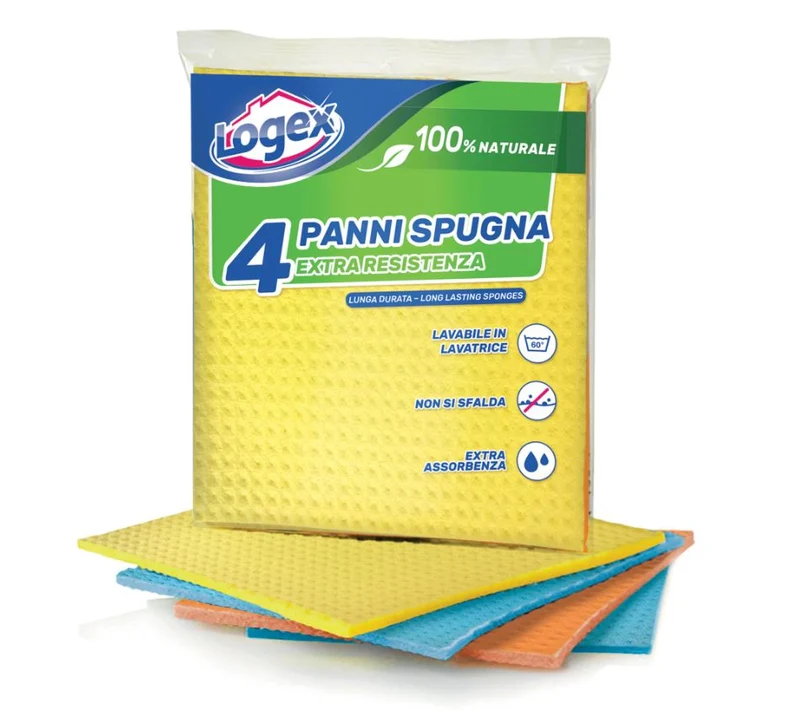 LOGEX PANNO IN SPUGNA 18x30 CM CF. 4 PZ (colori assortiti)