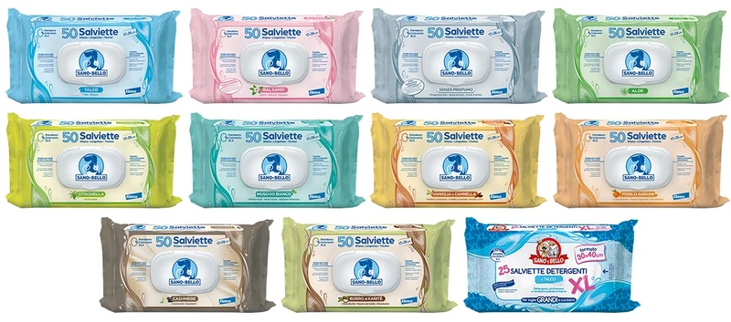 SanoeBello Salviette Detergenti Muschio Bianco 50 Pz