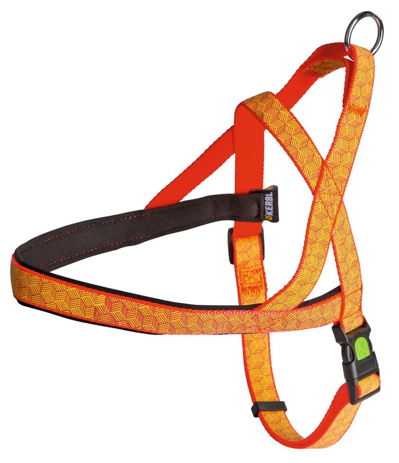 KERBL CANE PETTORINA NORVEGESE RIFLETTENTE 20 MM x 60-75 CM NERO/ARANCIO