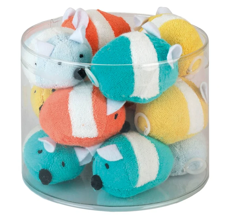 KERBL GATTO GIOCO TOPO SPUGNA SHAKIN JOLLY CON FILO DA TIRARE 7 CM