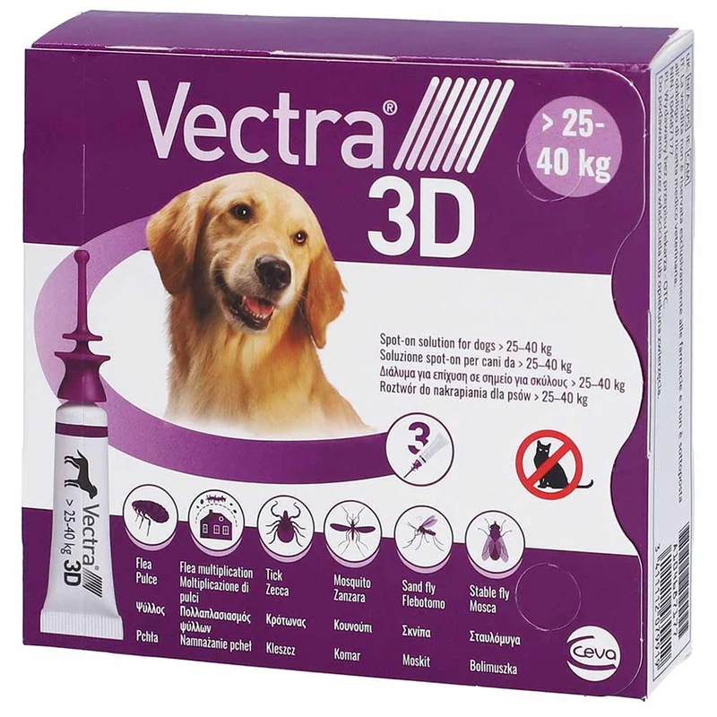 Antiparassitario Vectra 3D Cane per cani da 25 a 40Kg 3 pipette