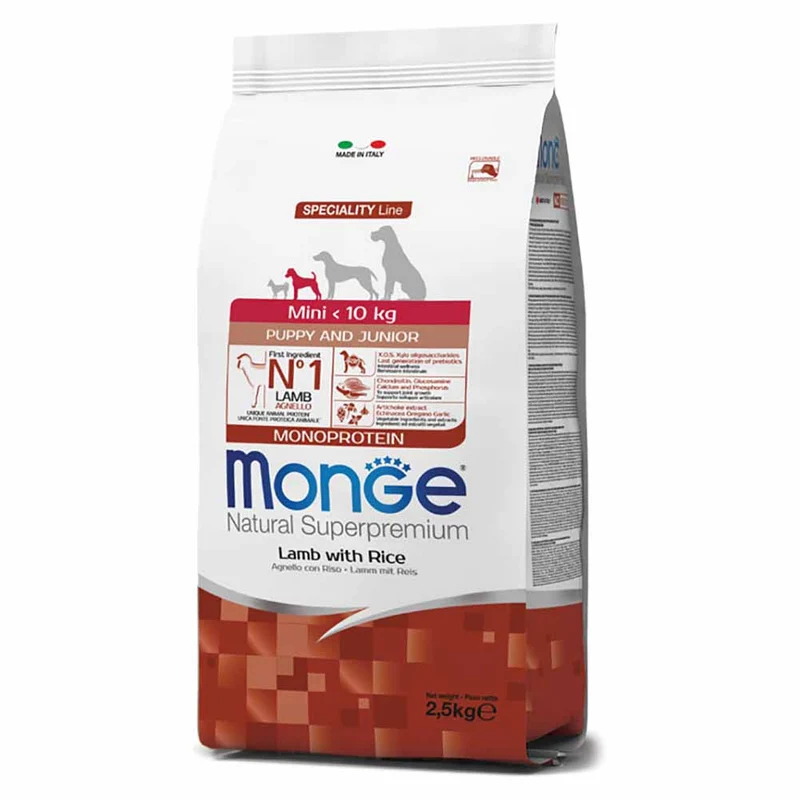 Alimento cane Monge superpremium Mini puppy e junior agnello e riso 2,5kg
