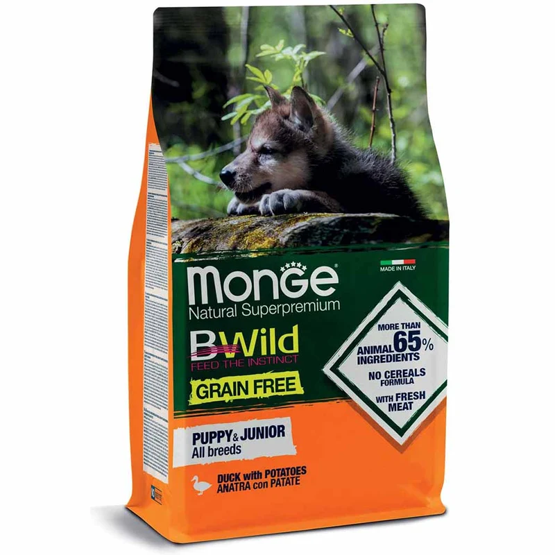 Alimento cane Monge BWild All Breeds Puppy e Junior anatra con patate 2,5kg