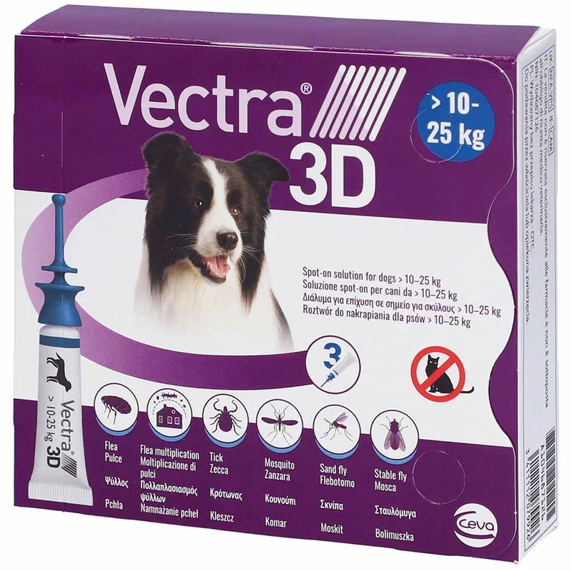 Antiparassitario Vectra 3D Cane per cani da 10 a 25Kg 3 pipette