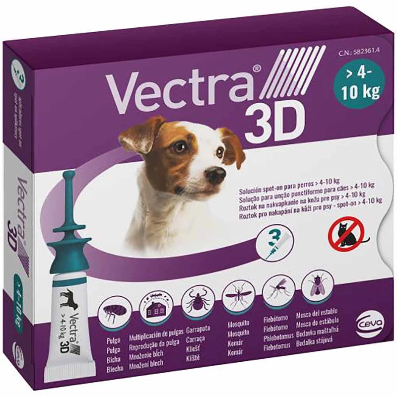 Antiparassitario Vectra 3D Cane per cani da 4 a 10Kg 3 pipette