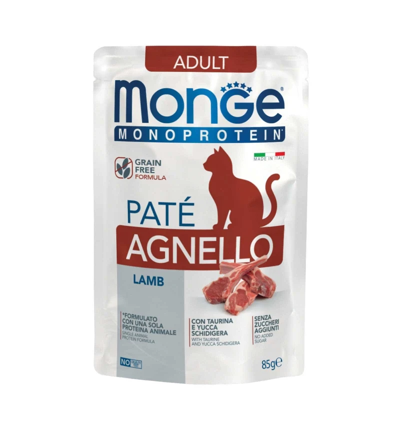 MONGE GATTO MONOPROTEICO ADULT PATE' ALL' AGNELLO DA 85 GR IN BUSTA