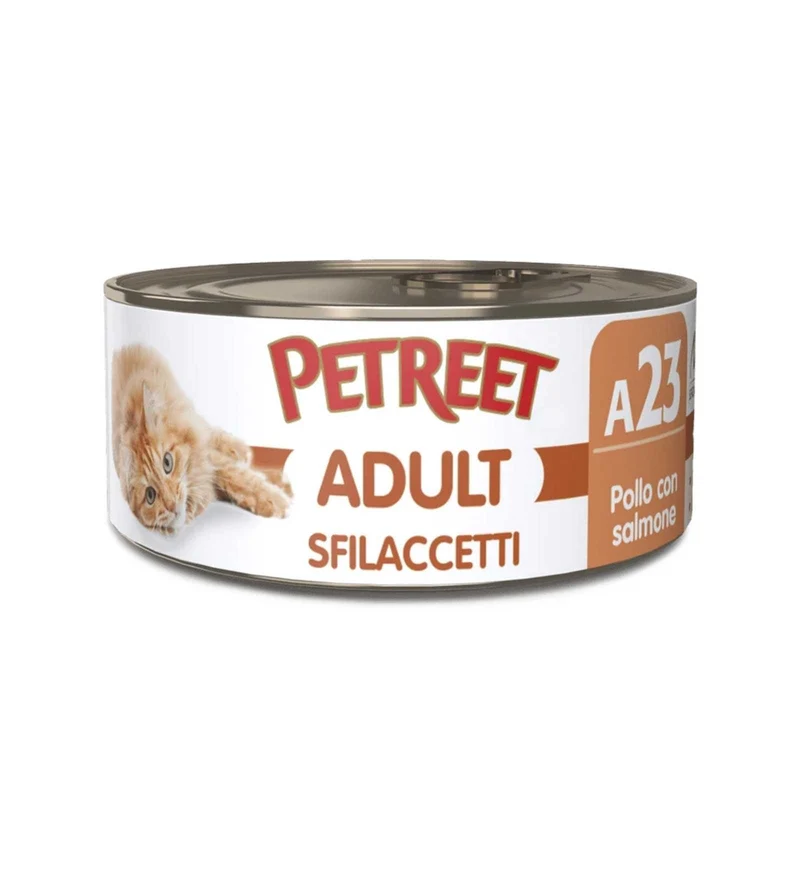 PETREET GATTO SFILACCETTI A23 POLLO E SALMONE DA 70 GR IN LATTINA