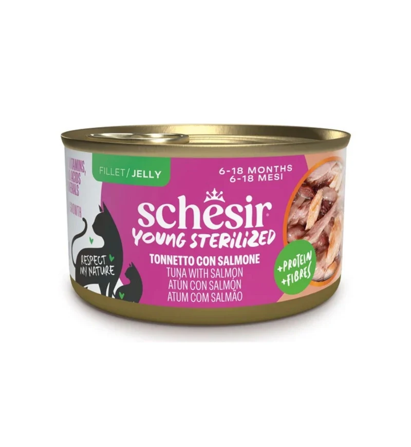 SCHESIR GATTO YOUNG STERILIZED AL TONNETTO E SALMONE DA 85 GR IN LATTINA