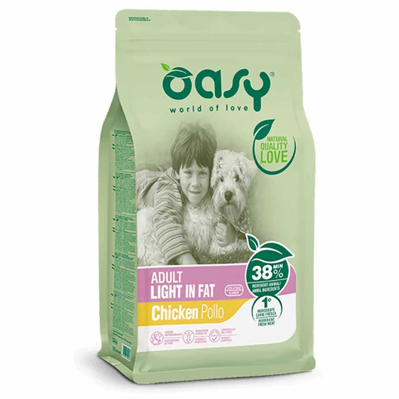 Alimento secco per cani Oasy Adult Light in Fat Pollo 12 kg