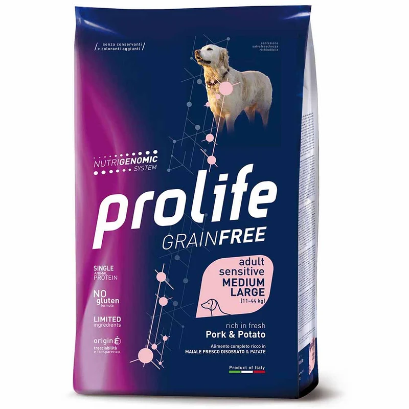 Alimento secco cane Prolife Adult Medium Large maiale patate 10 kg