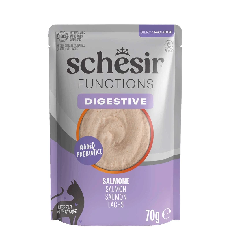 SCHESIR GATTO FUNCTIONS DIGESTIVE MOUSSE SALMONE DA 70 GR IN BUSTA